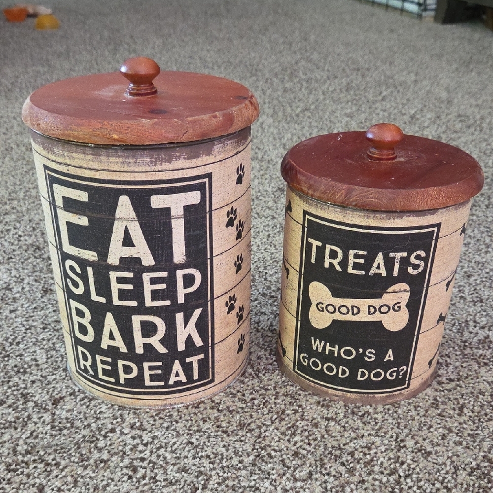 Primitives by Kathy Dog Treat Canister Set - Brown and Black